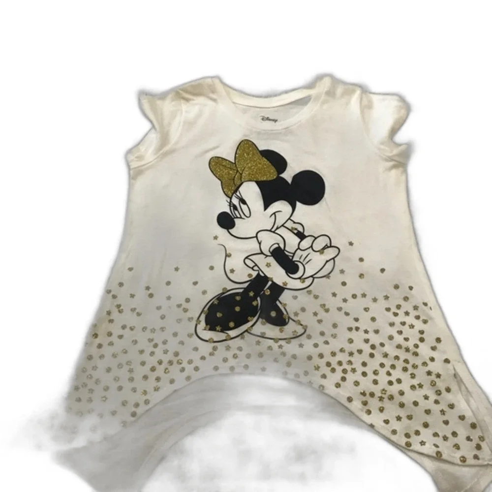Disney kids cream short sleeve glitter Mini top size L disney mouse mickey